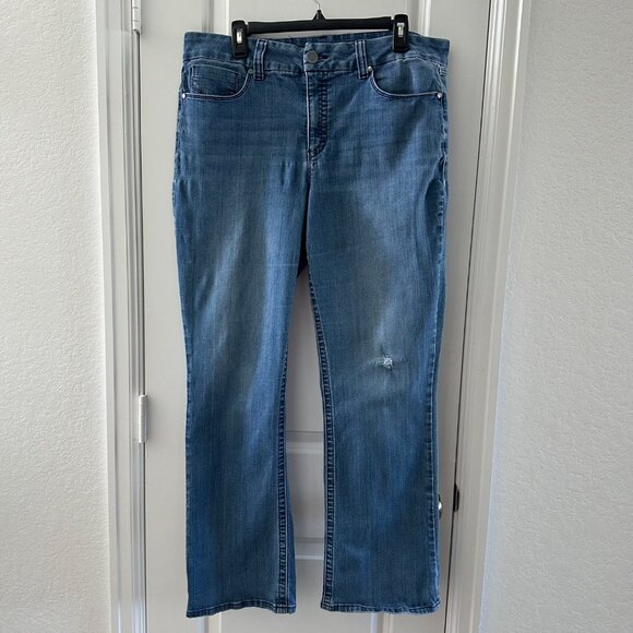 Seven7 Womens Plus Size 18 Tummyless Bootcut Jeans Blue Denim Cotton Blend - Picture 1 of 8